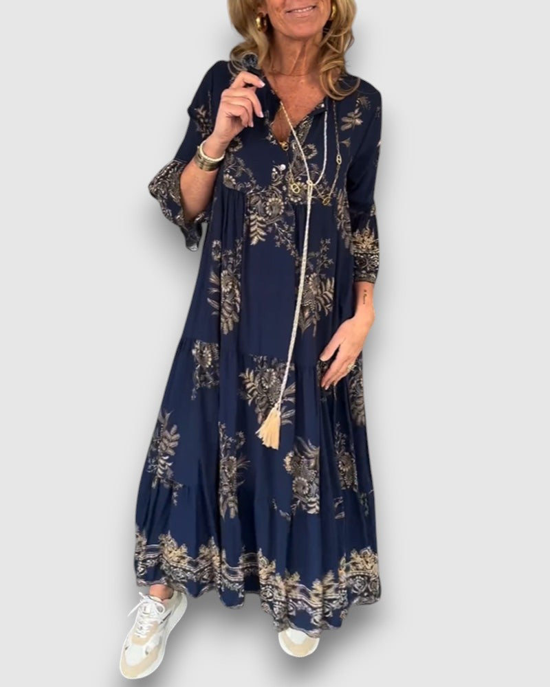 Vintage-Kleid mit lockerem V-Ausschnitt