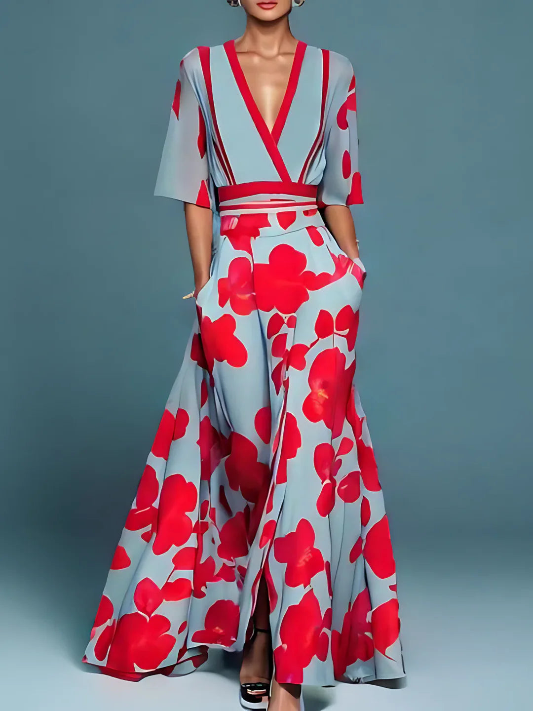 Elegantes Wickelkleid mit Blumenmuster