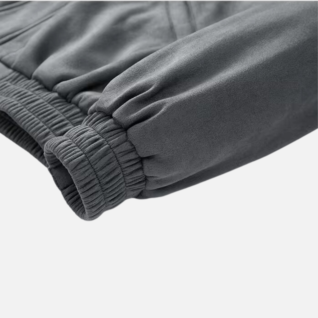 Grey Suede Bomber Jacket