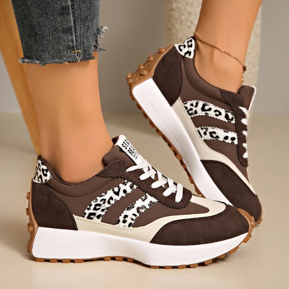 CloudLane Stripe Casual | Leopard Braun