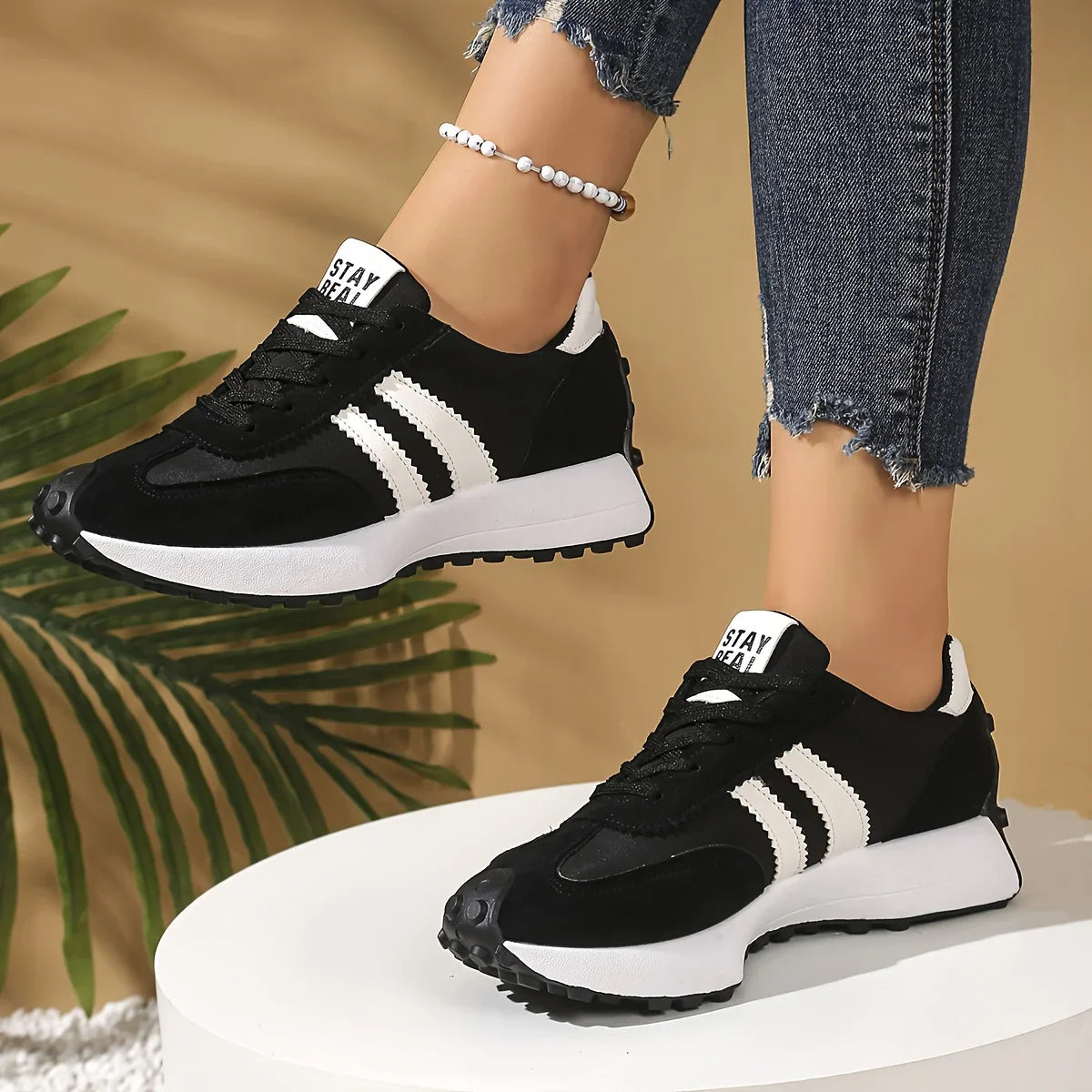 CloudLane Stripe Casual | Schwarz