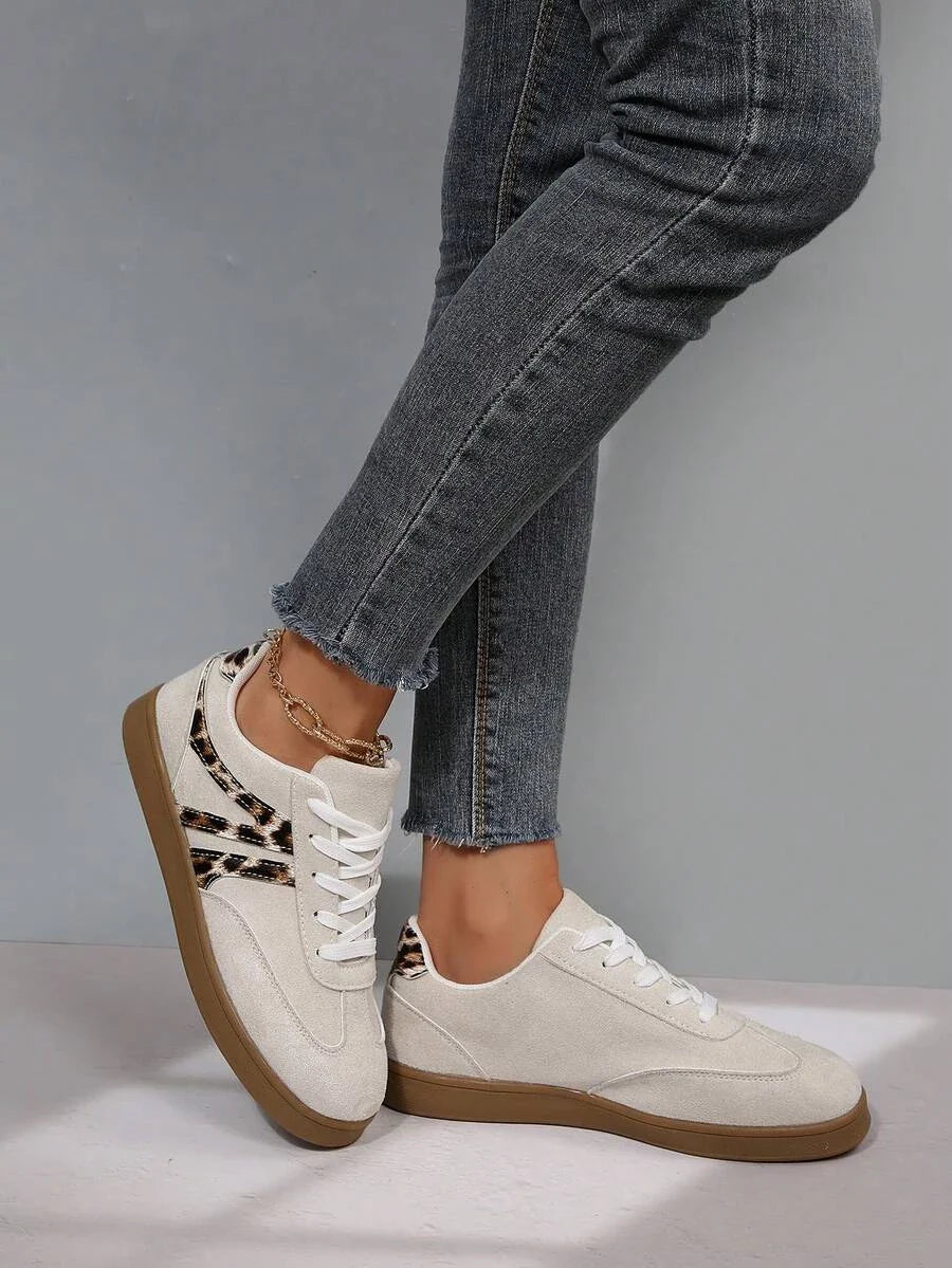 Harbor Court Beige Leopard Gum Sole Sneakers