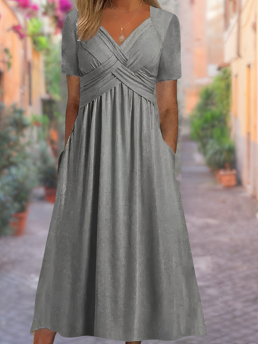 Bequemes V-Ausschnitt-Kleid