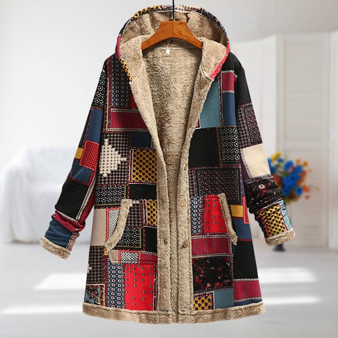 Herbst-/Wintermantel mit Blumenmuster