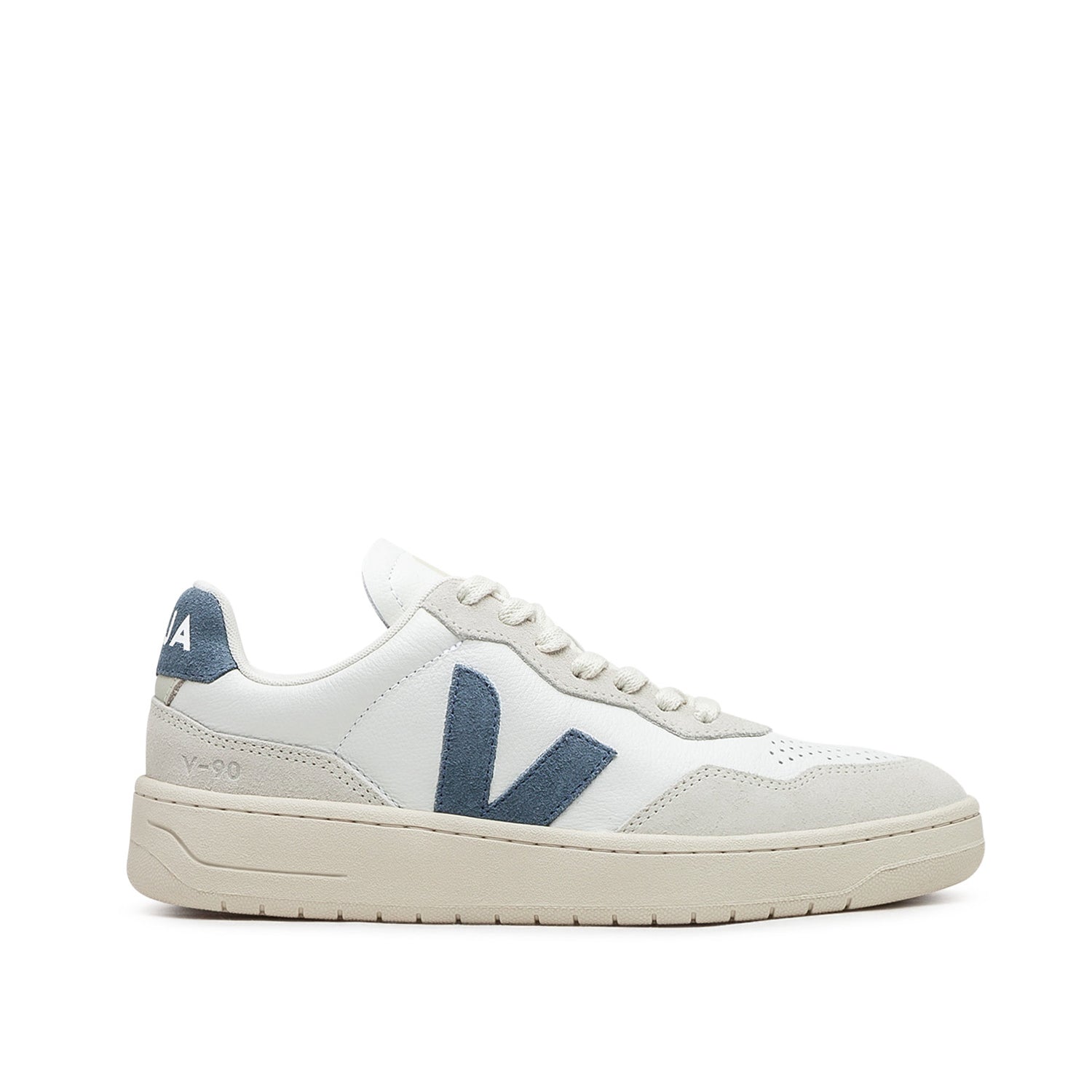 Damen V-90 O.T. Leder-Sneaker (Weiß / Blau / Beige)