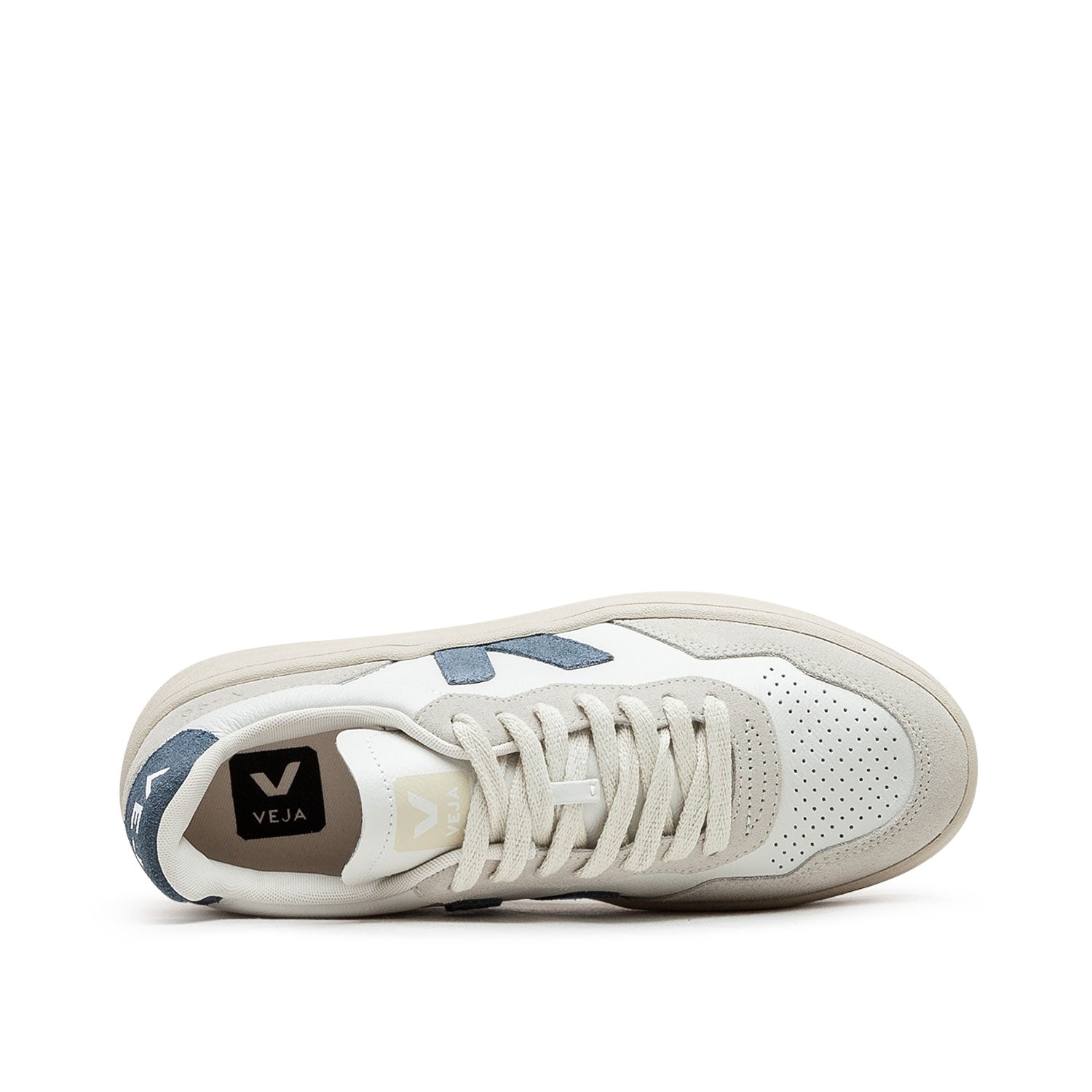 Damen V-90 O.T. Leder-Sneaker (Weiß / Blau / Beige)