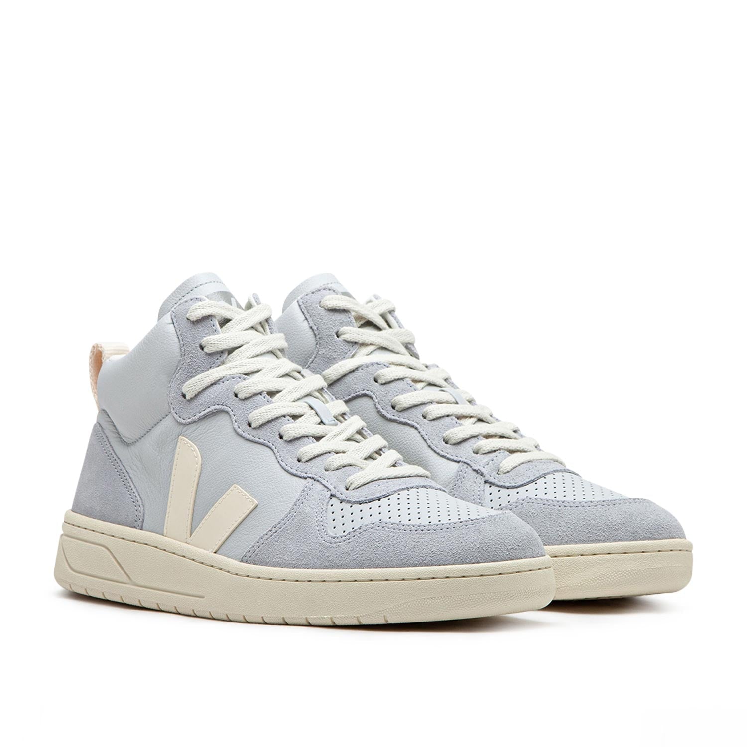 V-15 Leder-Sneaker (Grau / Cremefarben)