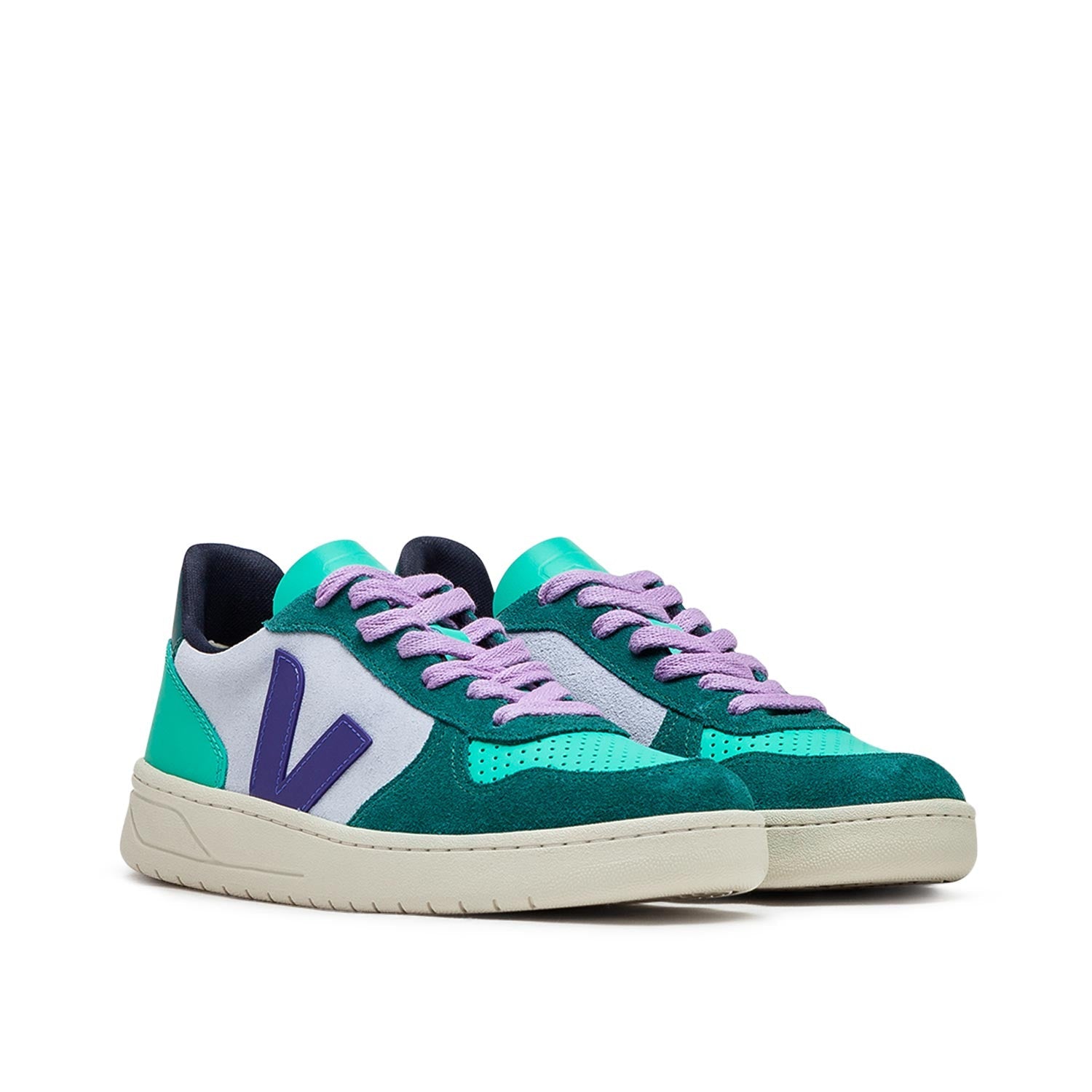 V-10 Leder-Sneaker für Damen (Blau / Weiß)