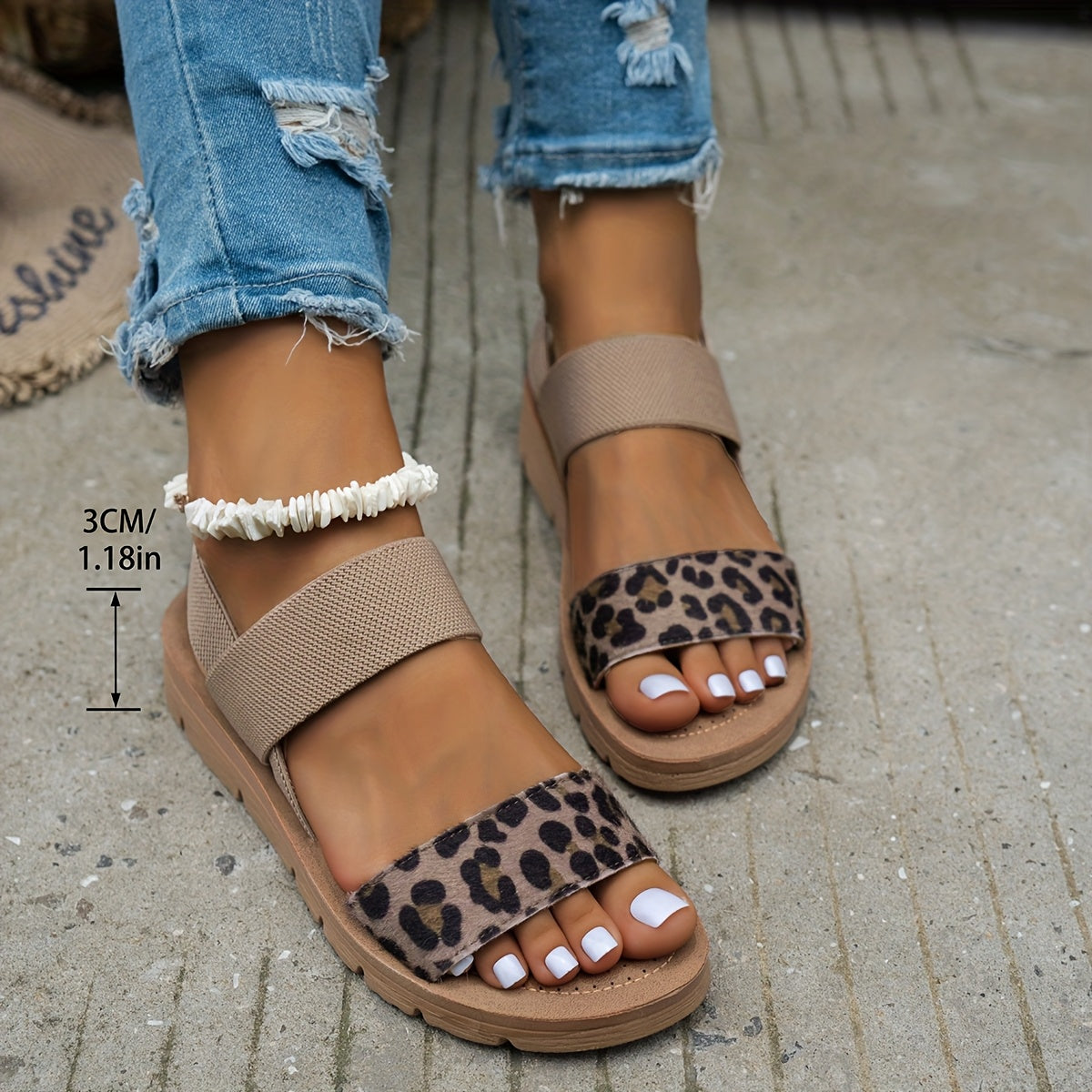 Leopardriemen-Komfortsandalen