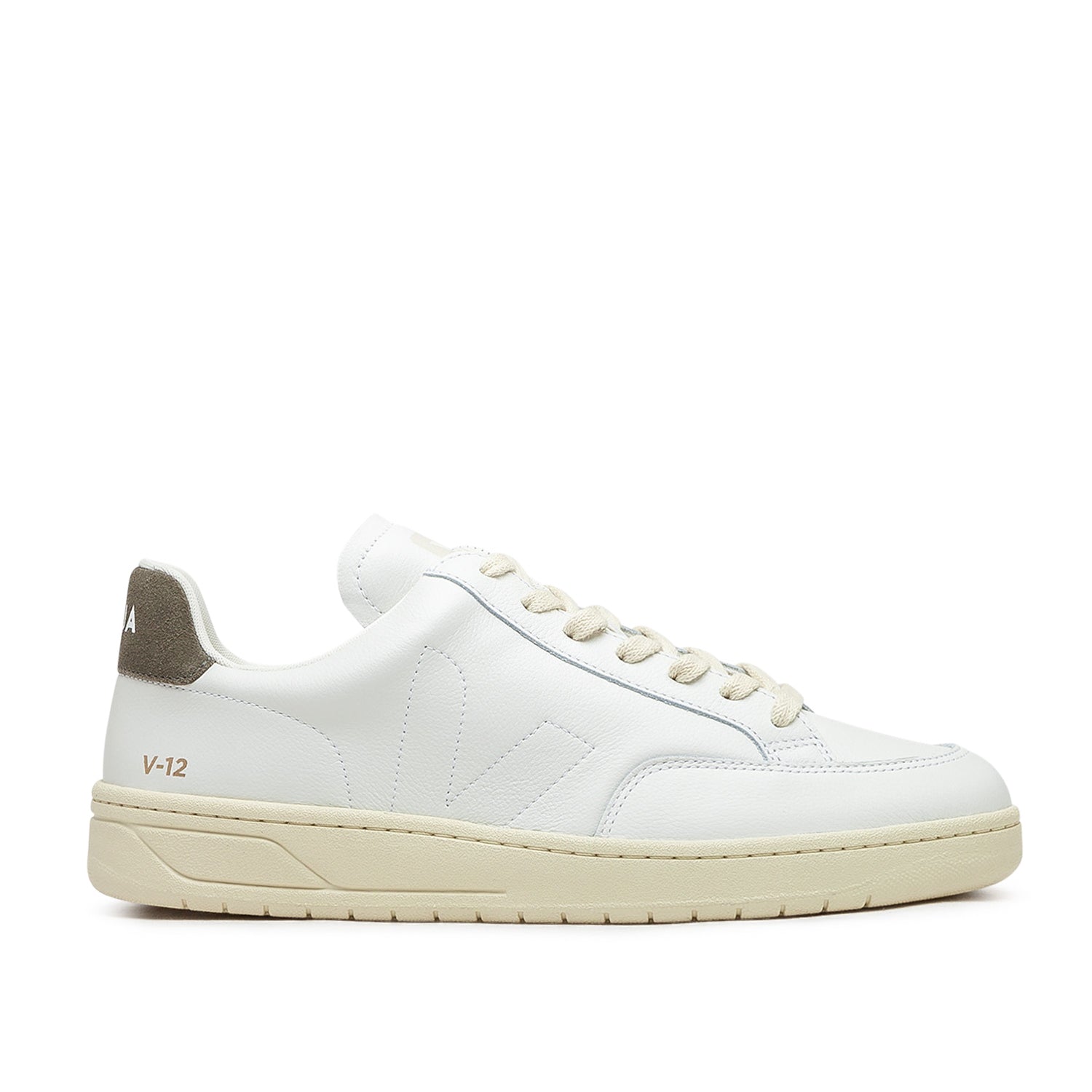 V-12 Stitch O.T. Leder-Sneakers (Weiß / Oliv)