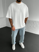 Weißes Oversized T-Shirt mit Rippenstruktur