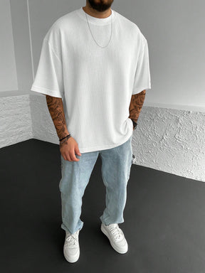 Weißes Oversized T-Shirt mit Rippenstruktur