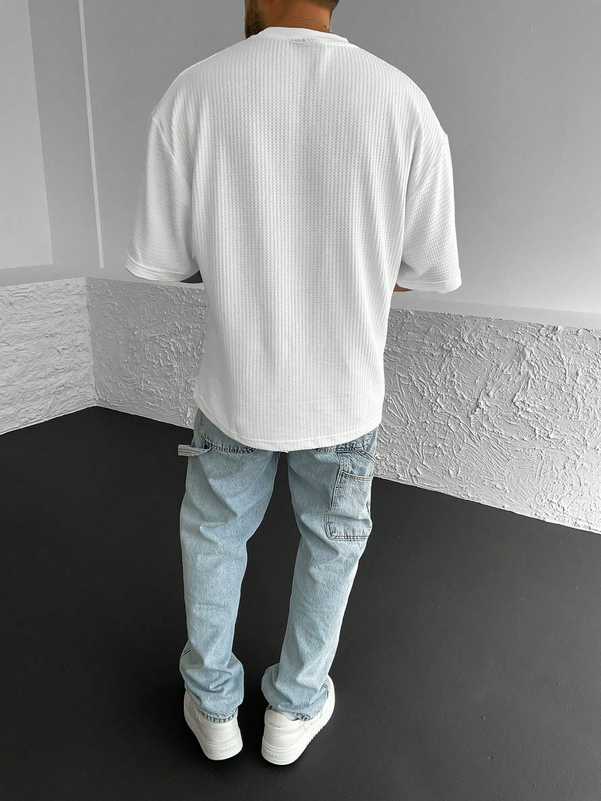 Weißes Oversized T-Shirt mit Rippenstruktur