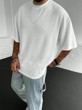 Weißes Oversized T-Shirt mit Rippenstruktur