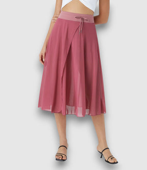 2-in-1-Midirock mit hoher Taille