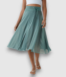 2-in-1-Midirock mit hoher Taille