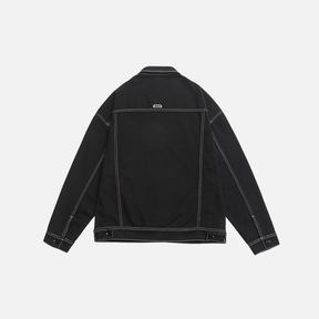 ÜBERGROSSE JACKE MIT KONTRASTNÄHTEN - SCHWARZ