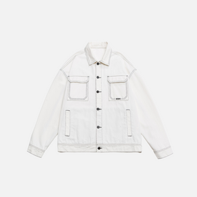 OVERSIZE-JACKE MIT KONTRASTNÄHTEN – WEISS
