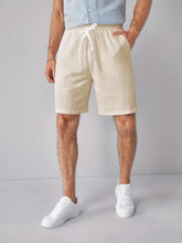 Beige Leinen-Shorts