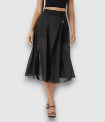 2-in-1-Midirock mit hoher Taille