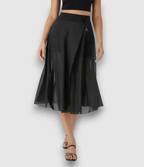 2-in-1-Midirock mit hoher Taille