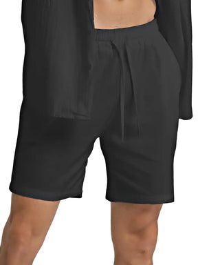 Leinen-Shorts – Schwarz