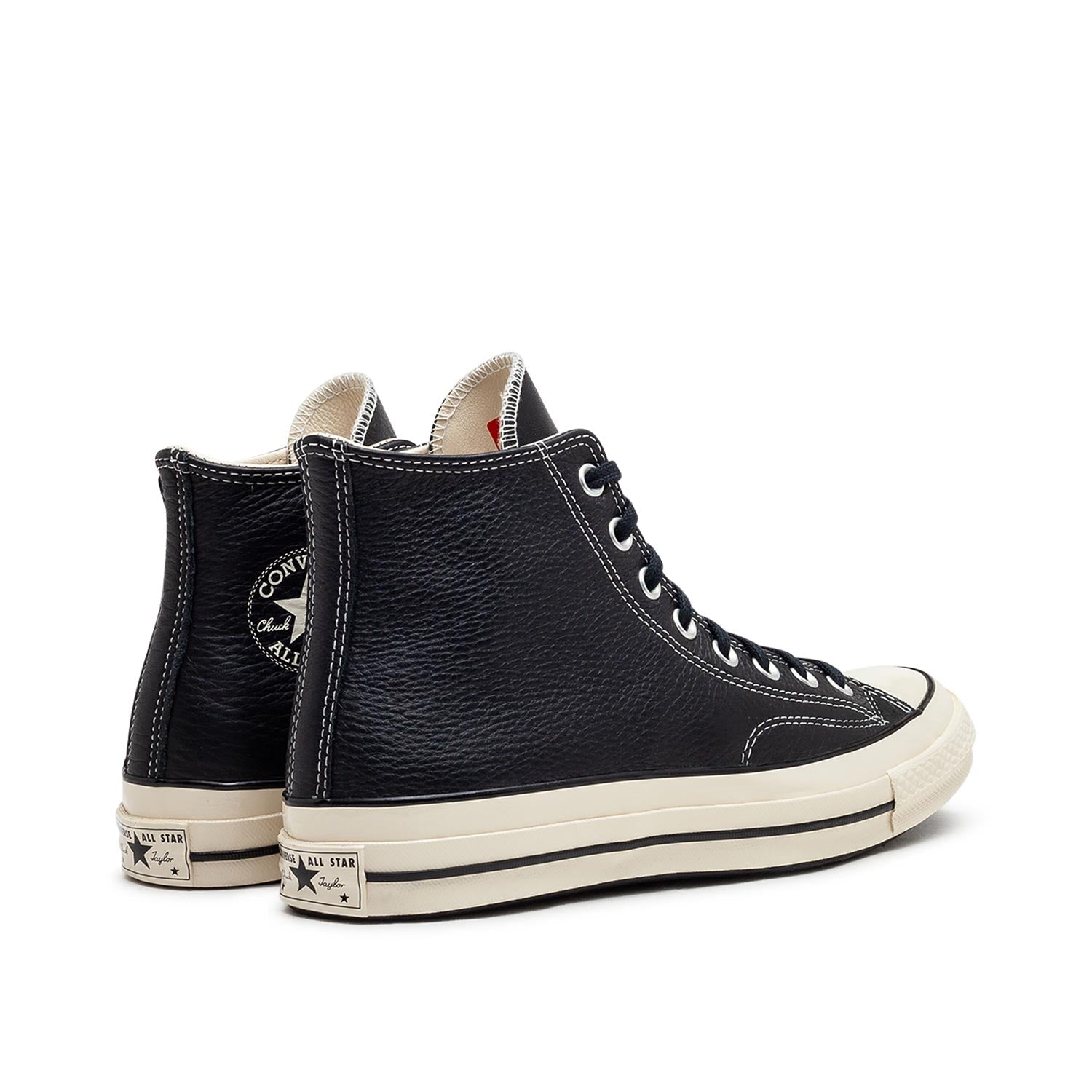 Klassische High-Top-Sneakers aus Leder (Schwarz)