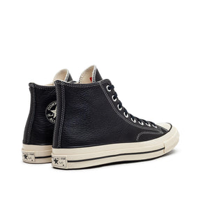 Klassische High-Top-Sneakers aus Leder (Schwarz)