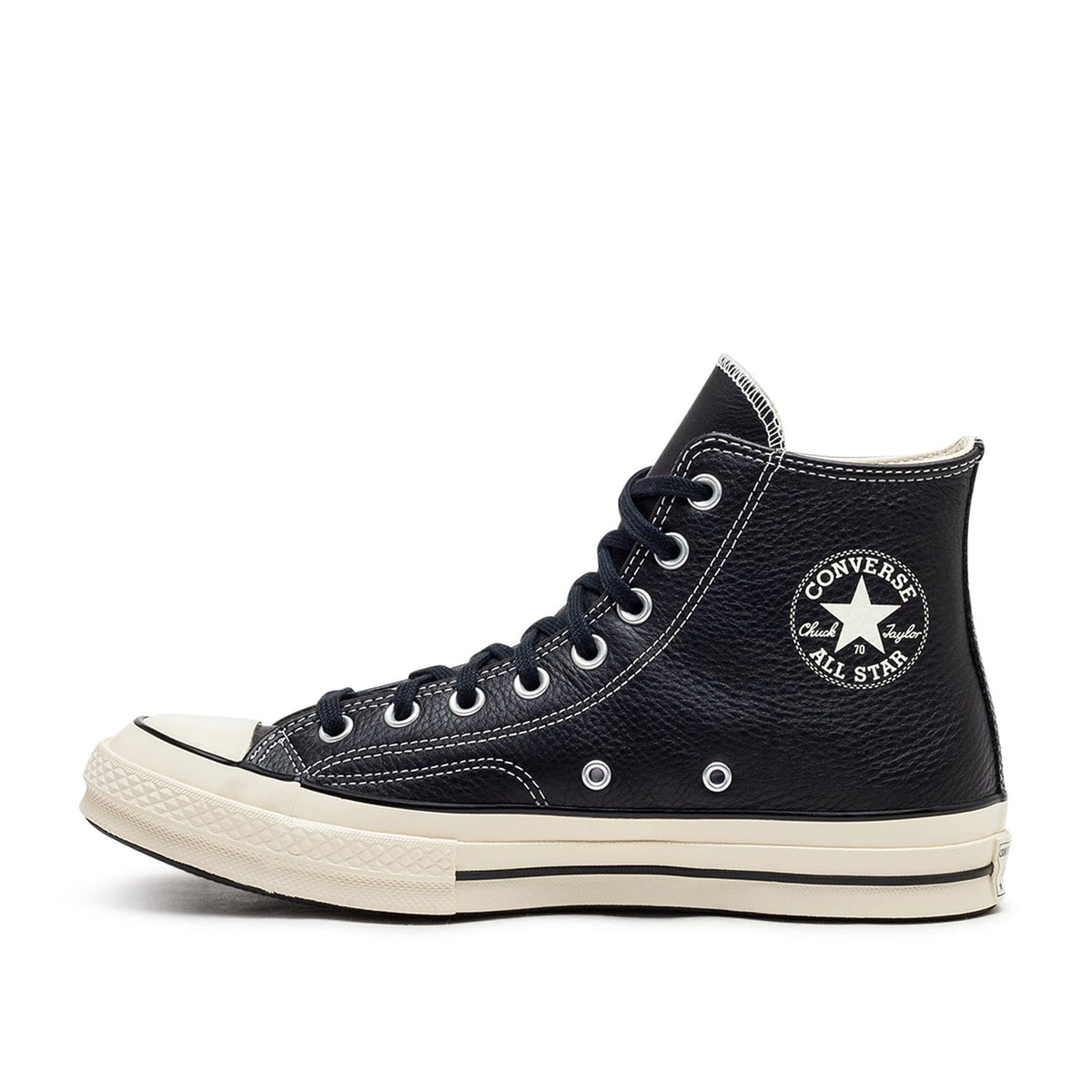 Klassische High-Top-Sneakers aus Leder (Schwarz)
