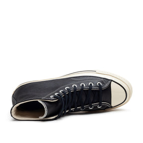 Klassische High-Top-Sneakers aus Leder (Schwarz)