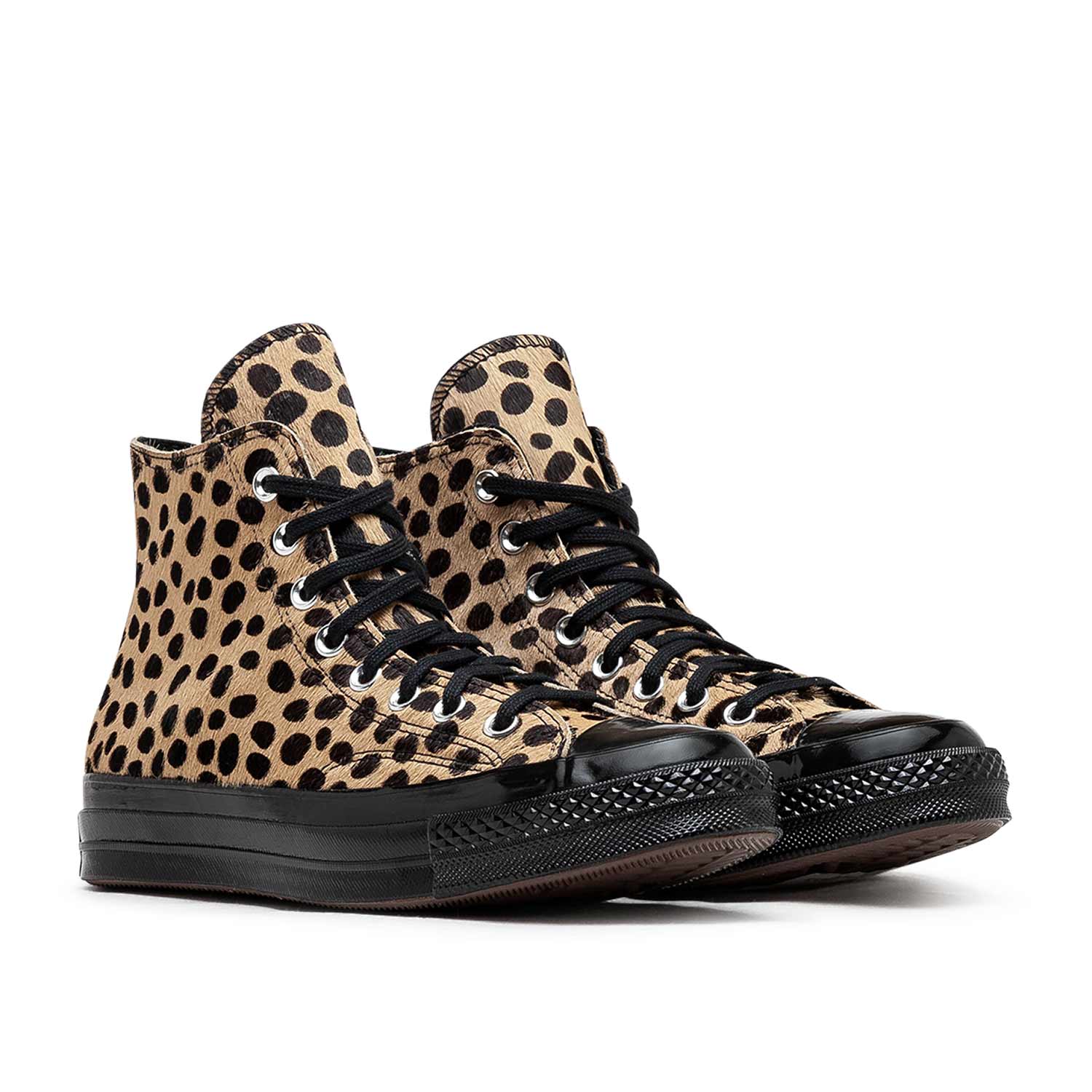 High-Top Ponyfell-Sneaker (Braun / Schwarz)