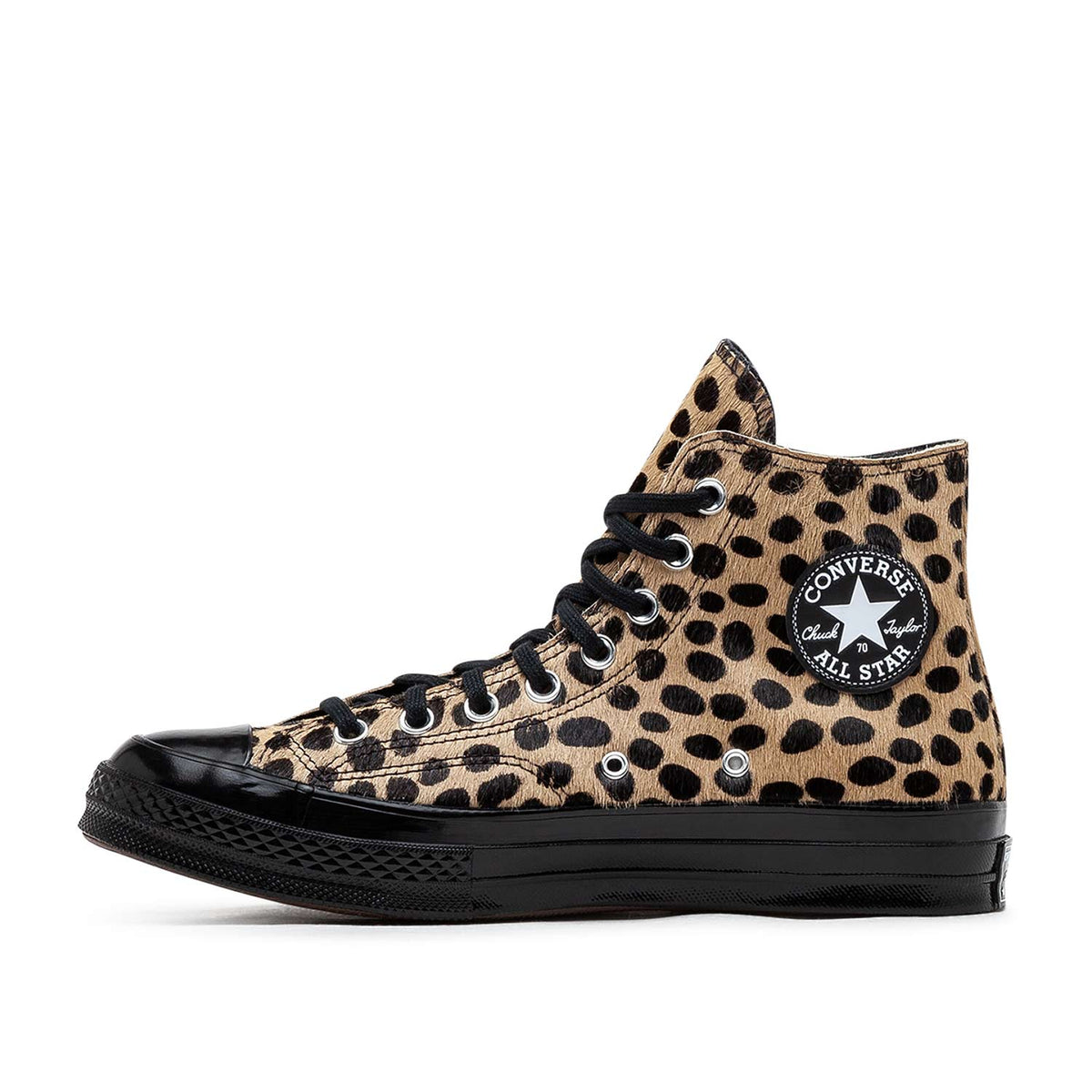 High-Top Ponyfell-Sneaker (Braun / Schwarz)