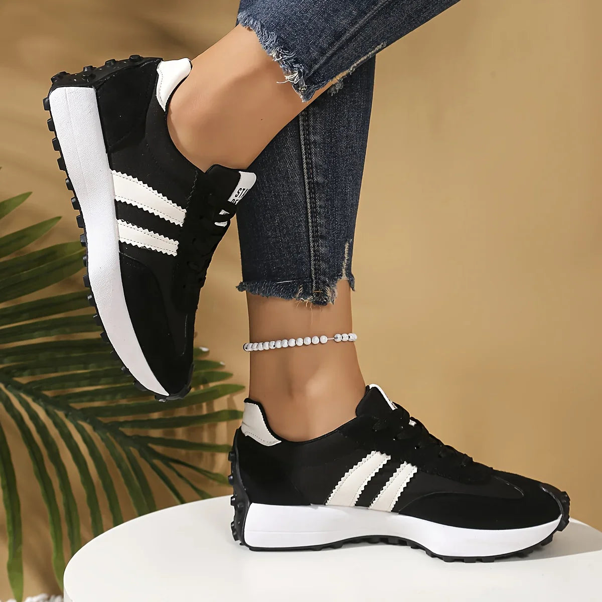 CloudLane Stripe Casual | Schwarz