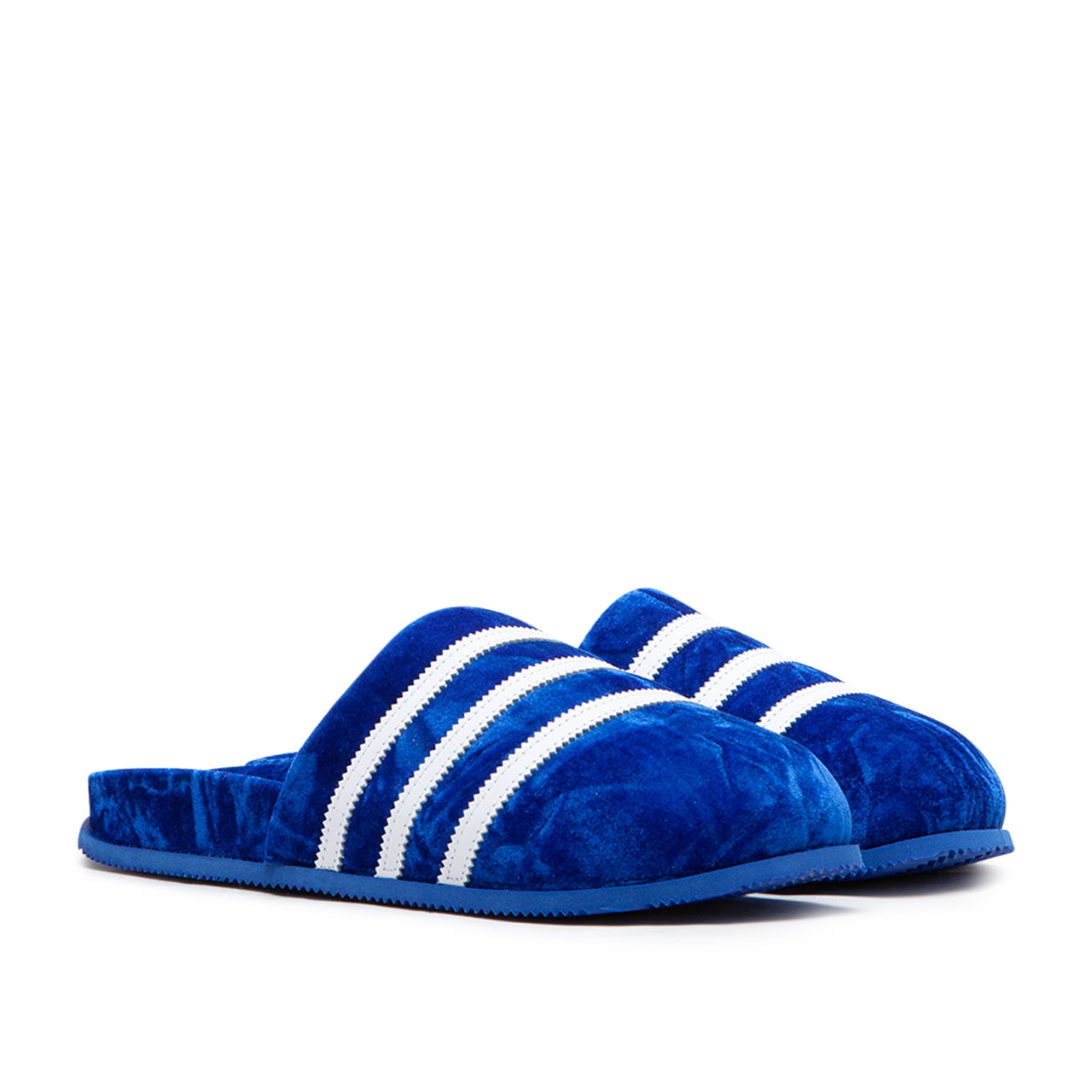 Samt Slip-On Schuhe (Blau / Weiß)