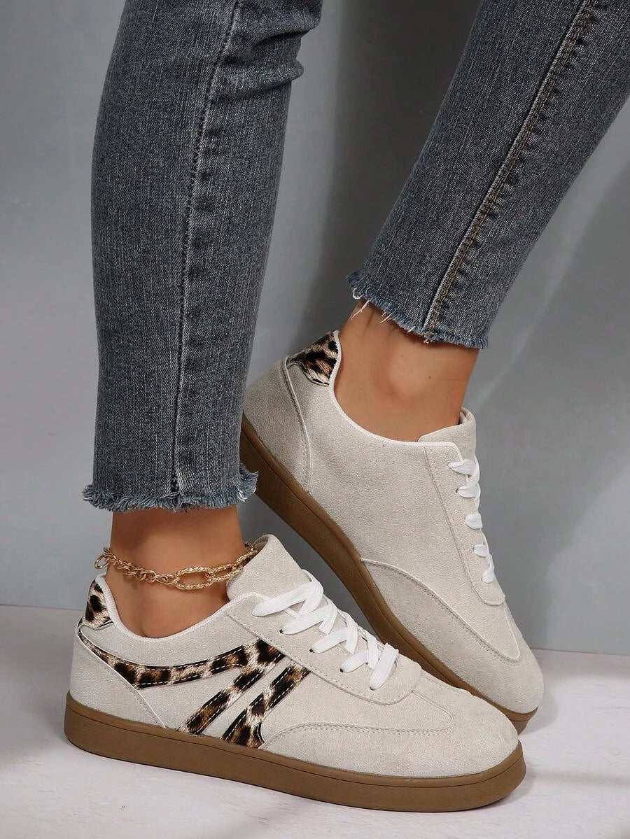 Harbor Court Beige Leopard Gum Sole Sneakers