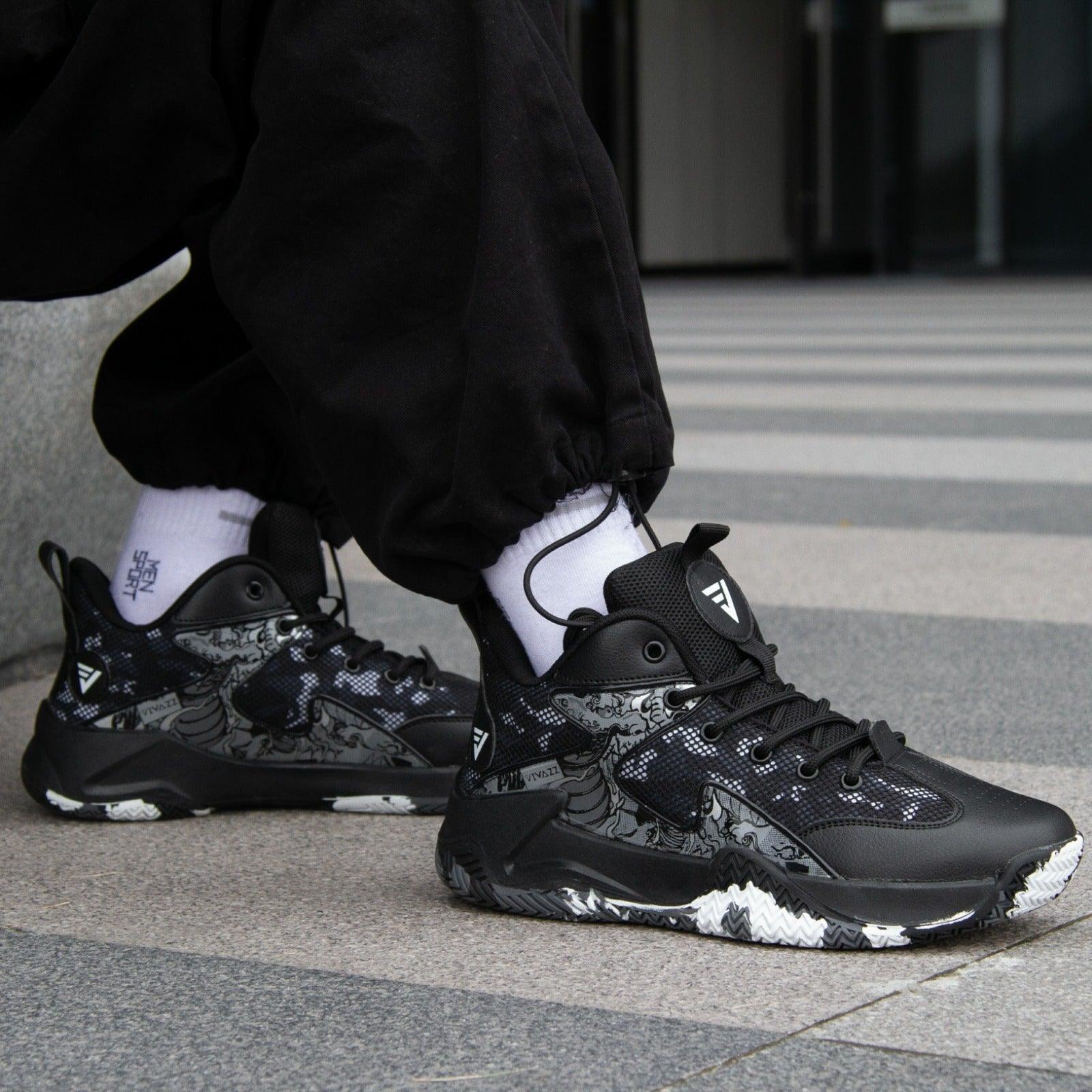 Komplett schwarze Basketball- und Volleyballschuhe - Unisex