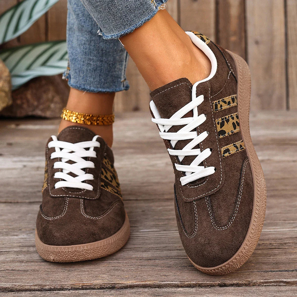 Samba Retro Braune Leoparden-Sneaker