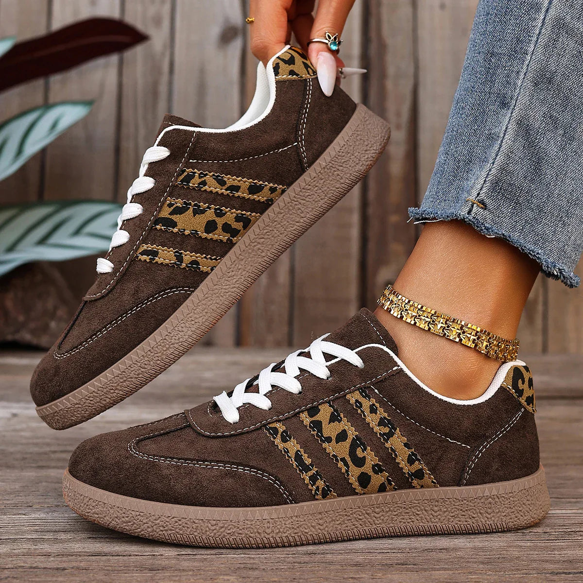 Samba Retro Braune Leoparden-Sneaker