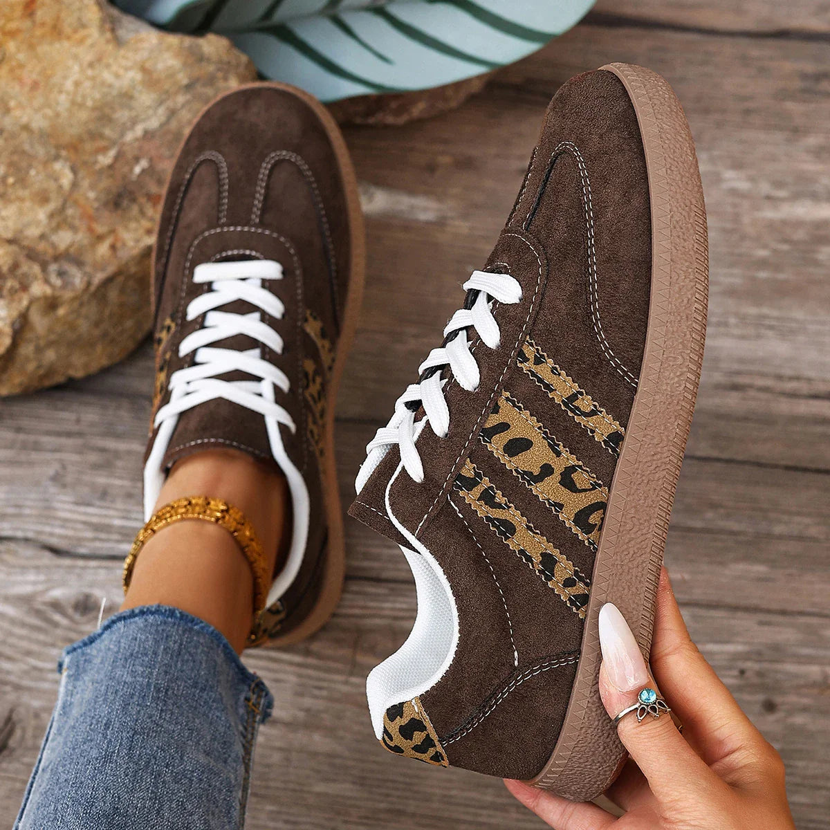 Samba Retro Braune Leoparden-Sneaker