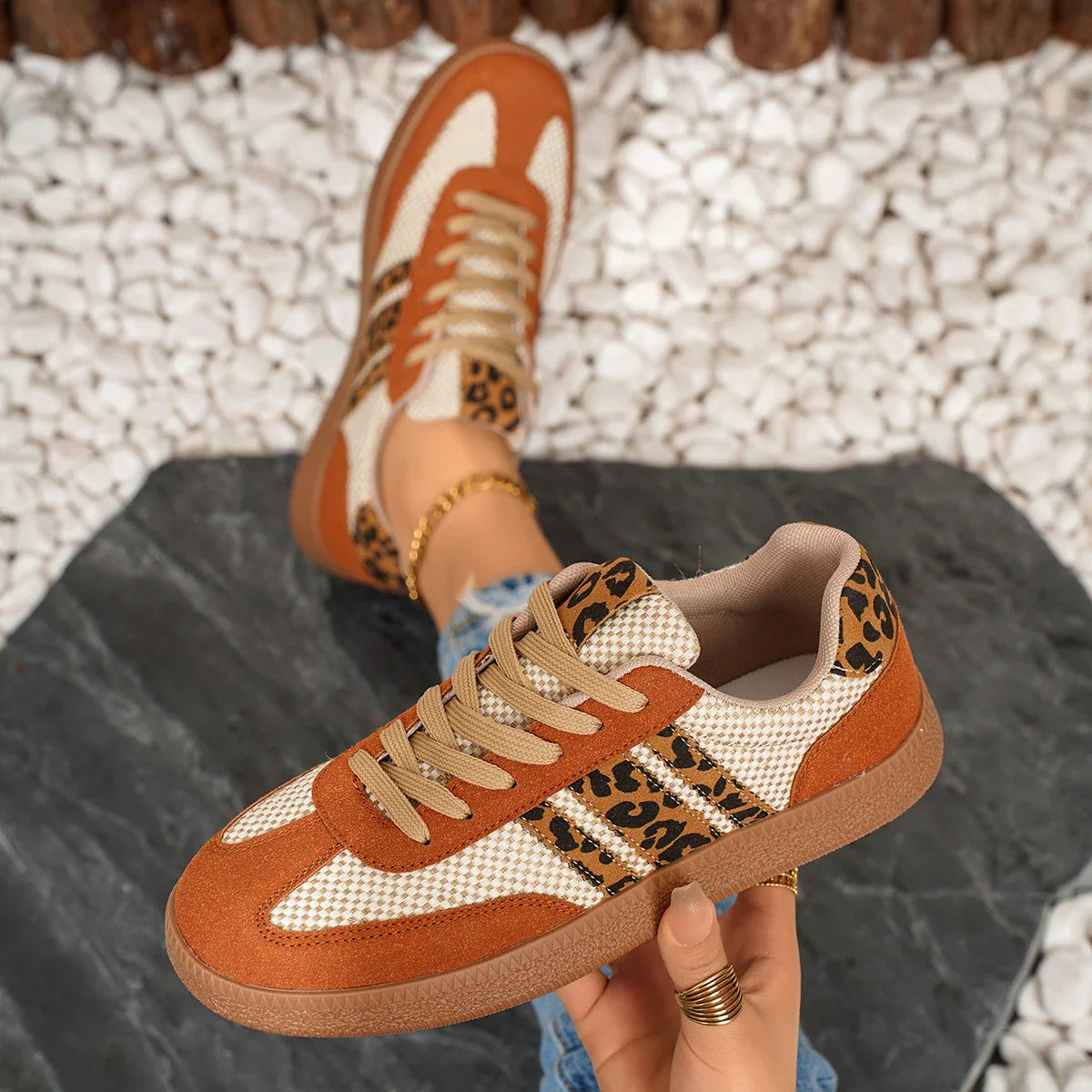 Samba Retro Braun/Beige Leopard-Sneaker