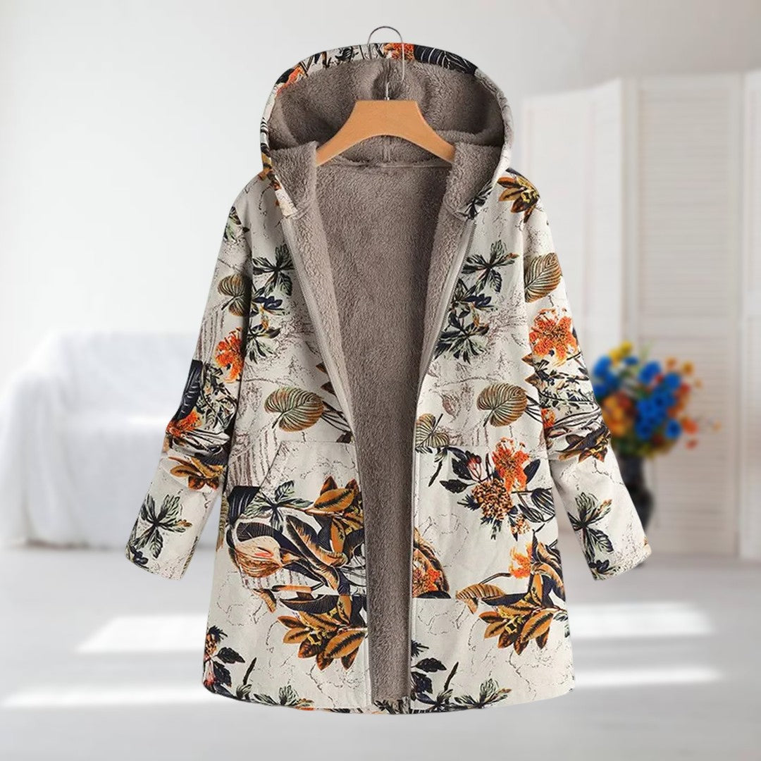 Herbst-/Wintermantel mit Blumenmuster