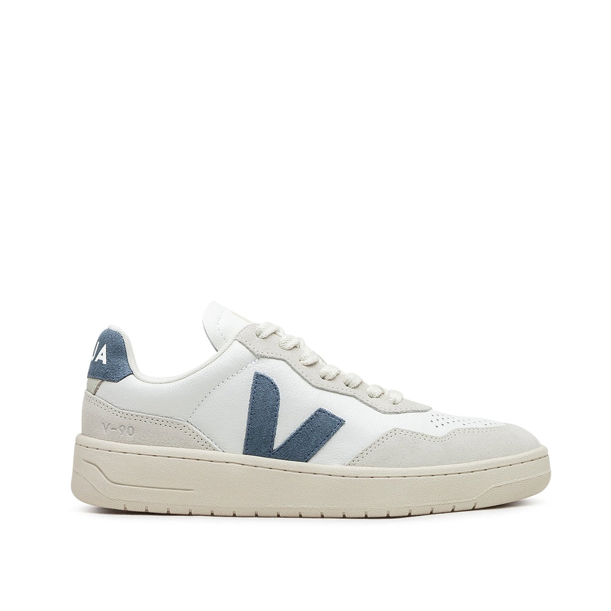 Damen V-90 O.T. Leder-Sneaker (Weiß / Blau / Beige)