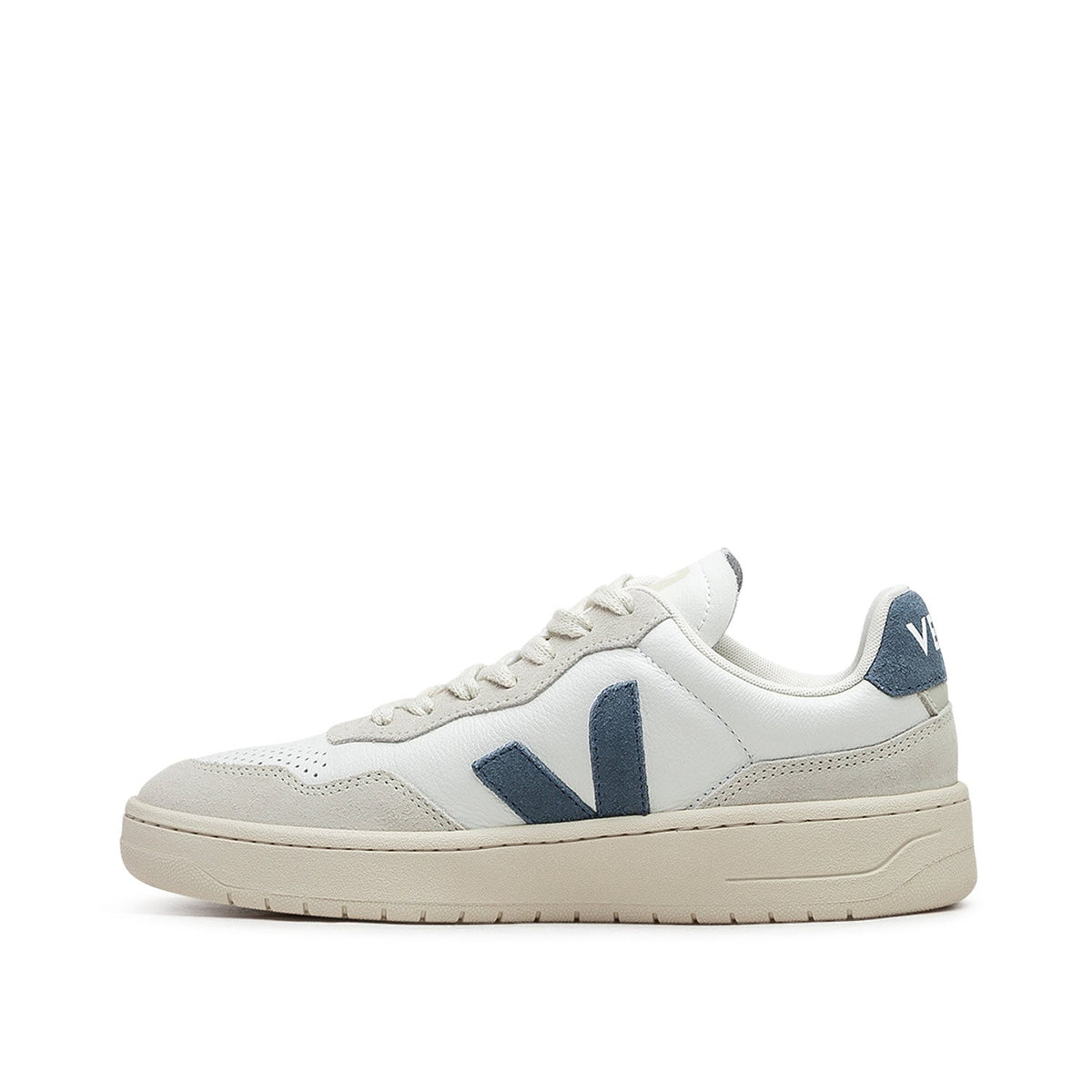 Damen V-90 O.T. Leder-Sneaker (Weiß / Blau / Beige)