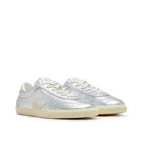 Leder-Volley-Sneaker (Silber / Beige)