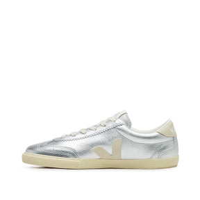 Leder-Volley-Sneaker (Silber / Beige)