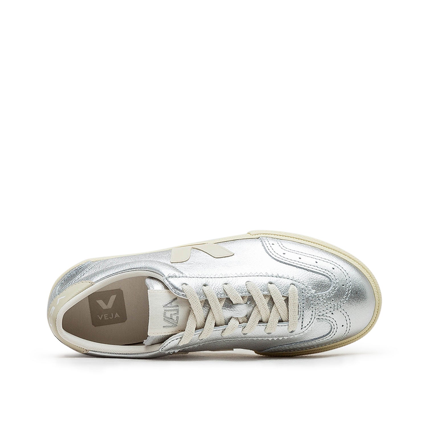 Leder-Volley-Sneaker (Silber / Beige)