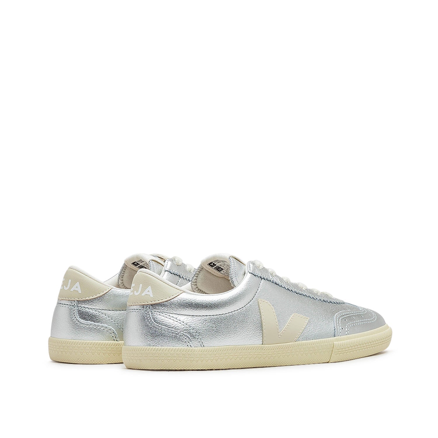 Leder-Volley-Sneaker (Silber / Beige)