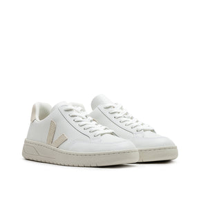 Damen-Sneakers V-12 aus Leder (Weiß / Beige)