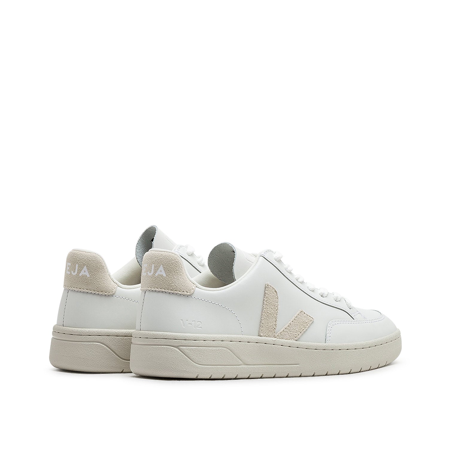 Damen-Sneakers V-12 aus Leder (Weiß / Beige)