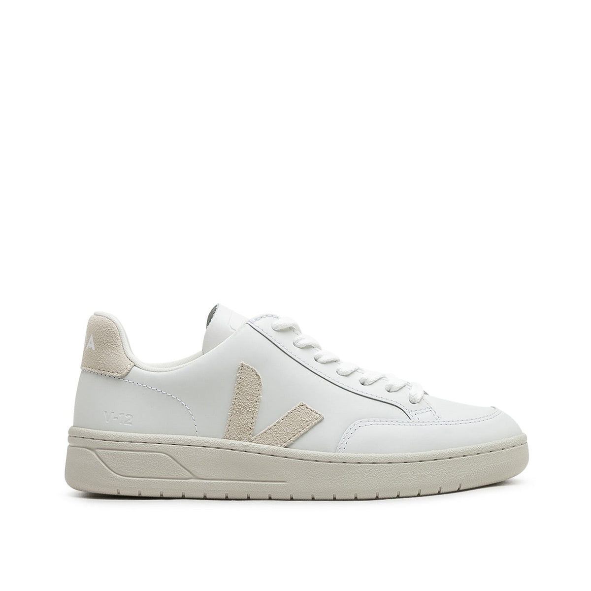 Damen-Sneakers V-12 aus Leder (Weiß / Beige)